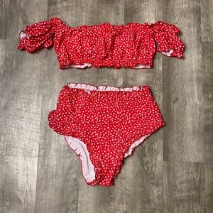 Red High-Waisted Swimsuit